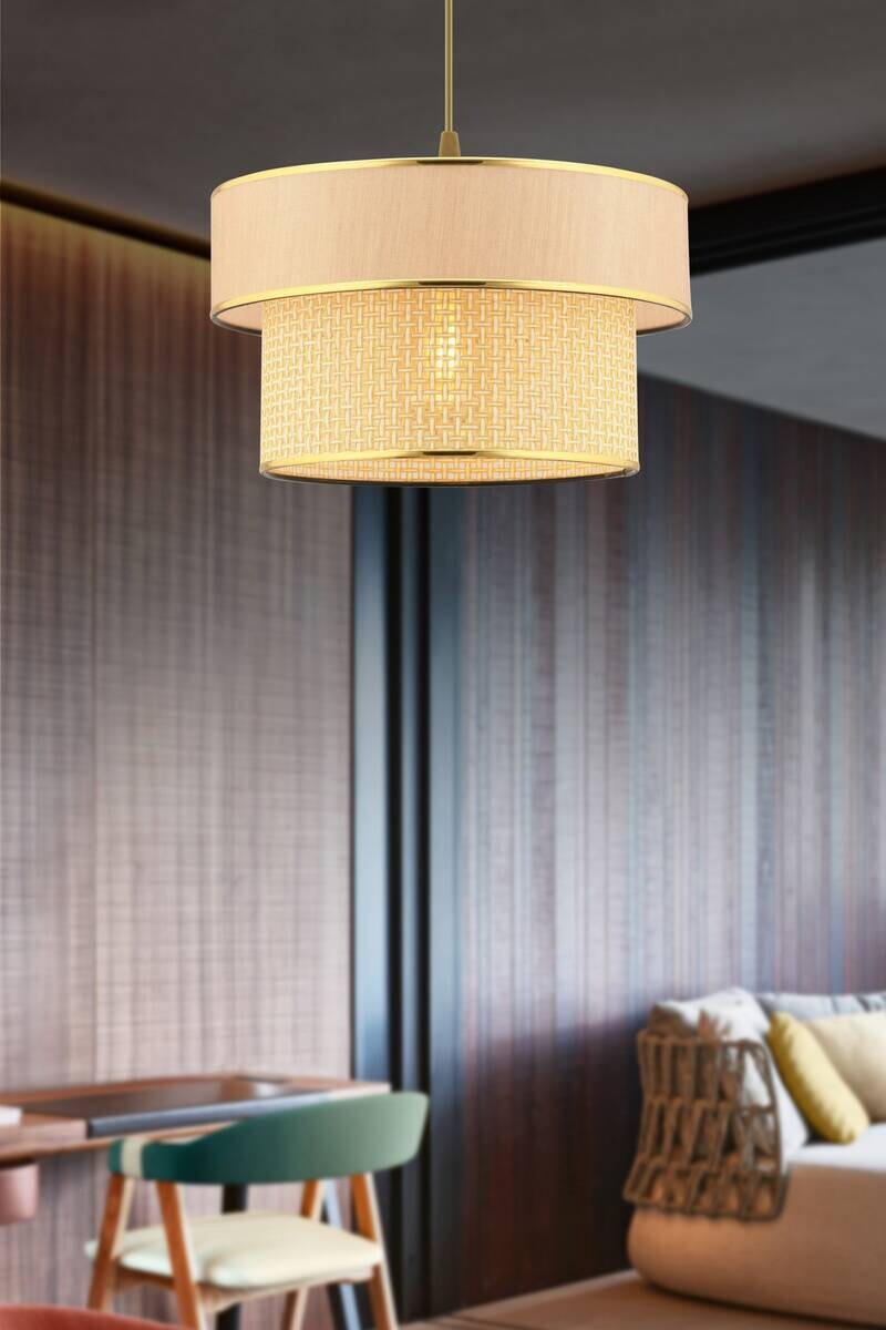 Opviq Pendelleuchte Ero Hazeran beige kamel Baumwolle B/H/T/L/D: ca. 30x65x30x30x30 cm E27 1 Brennstellen