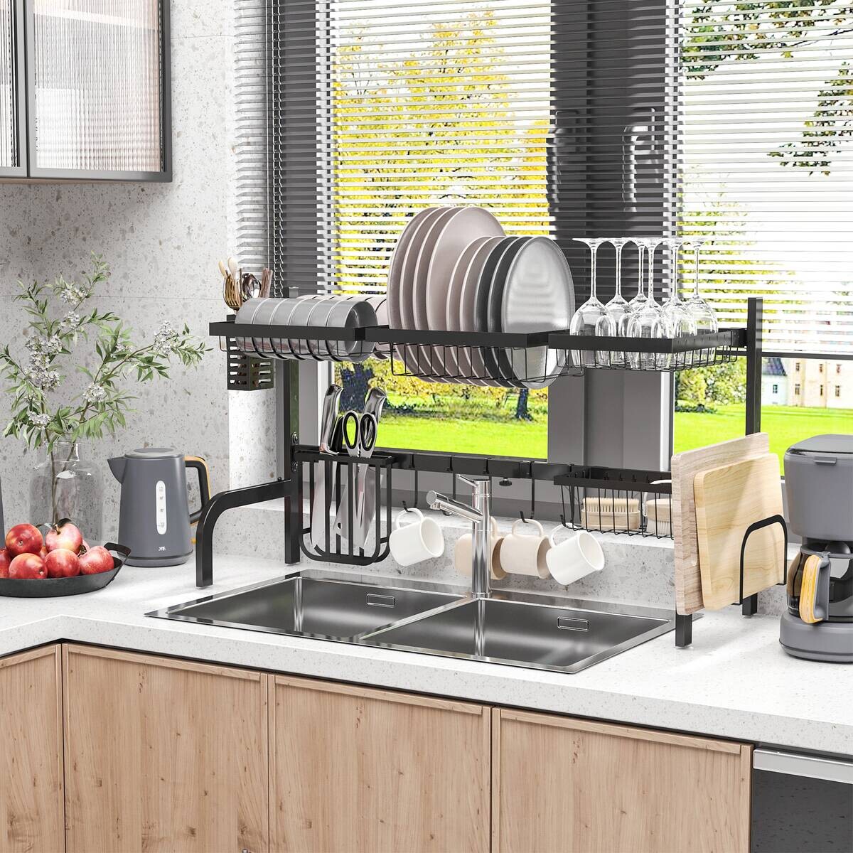 HOMCOM Küchenhelfer schwarz Edelstahl B/H/L: ca. 30x93x52 cm