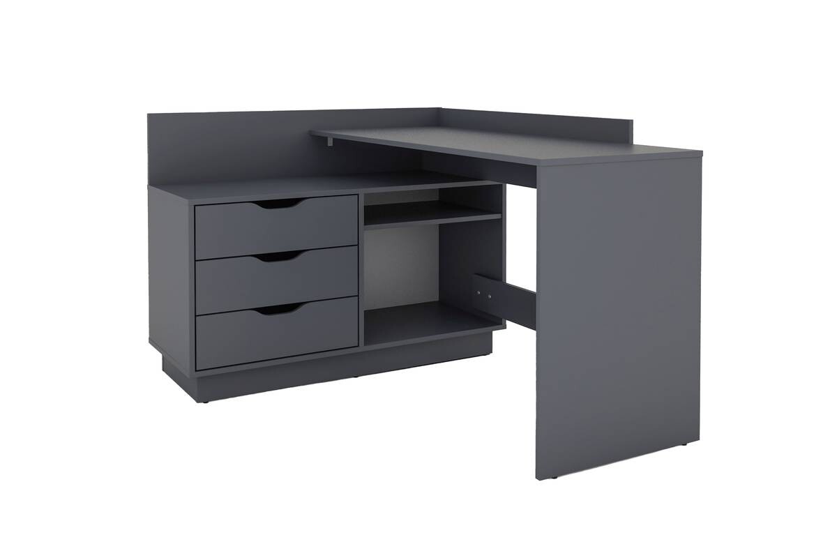 Eckschreibtisch BELFAST anthrazit B/H/T: ca. 129x83,5x105 cm