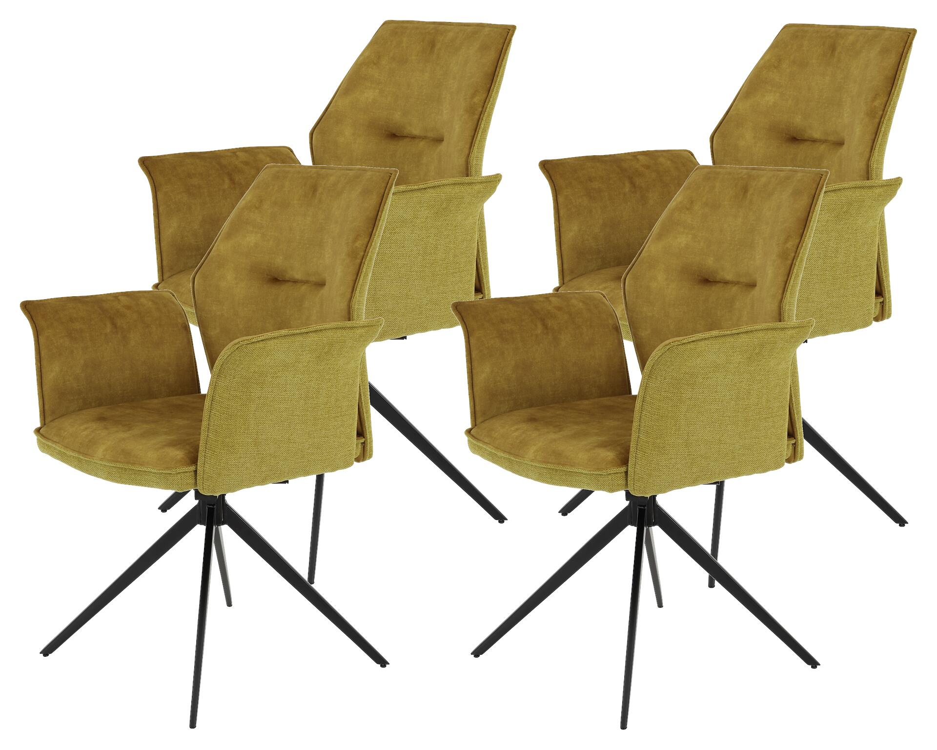 Armlehnstuhl 4er Set SUSANNE gold Vintage schwarz Webstoff Microfaser Metall B/H/T: ca. 65x92x64 cm