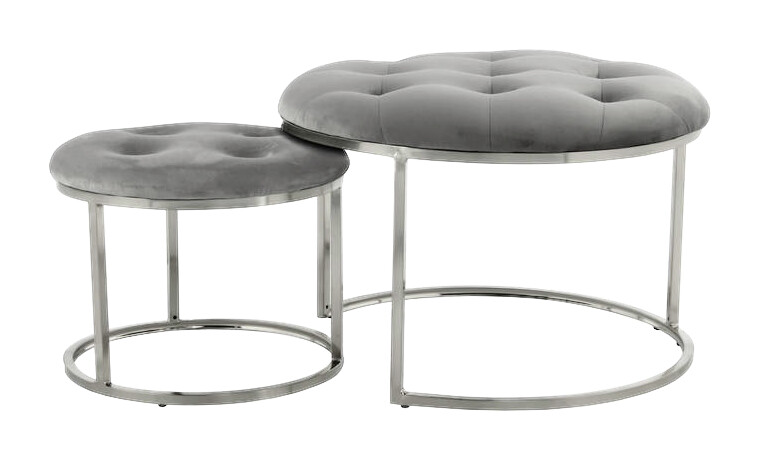 360 Living Hocker Myla 100 2er-Set grau silber Samt Metall H/D: ca. 41x60 cm