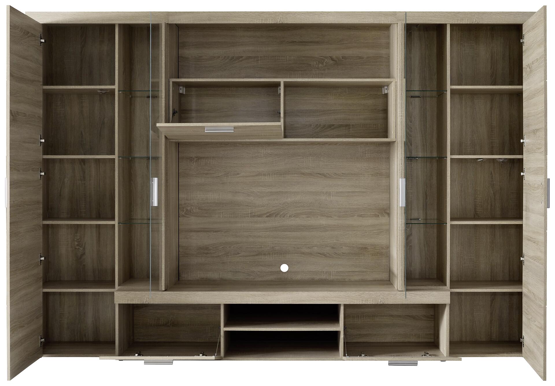 Wohnwand Mondeo Eiche Sägerau hell Nachbildung B/H/T: ca. 291x197x41 cm