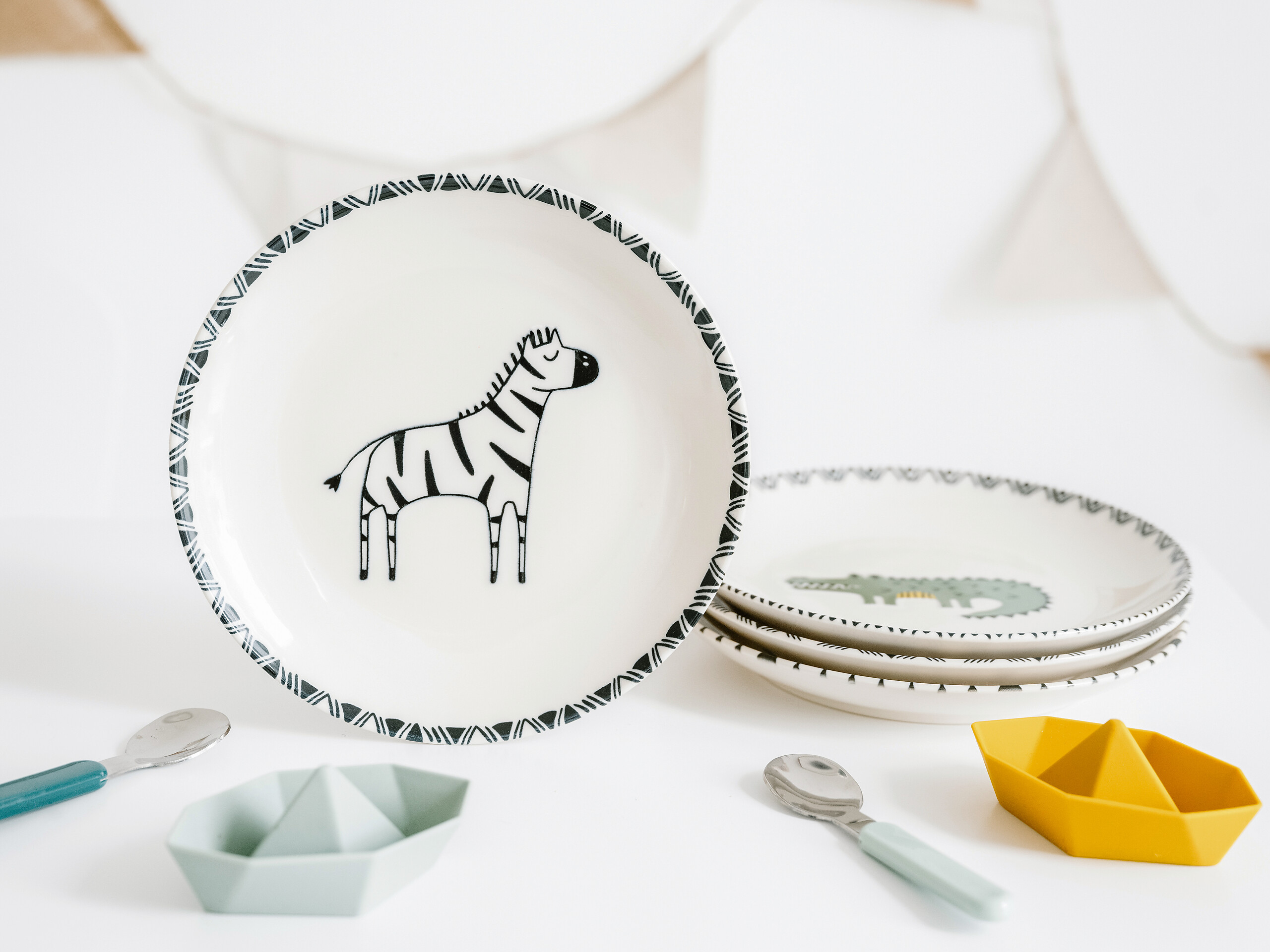 CreaTable Tellerset Safari mehrfarbig Steinzeug D: ca. 21 cm