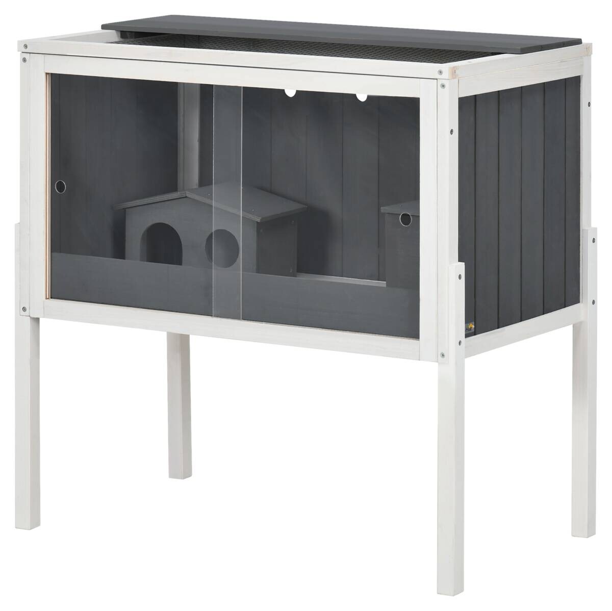 PawHut Zwerghamster-Käfig dunkelgrau Holz B/H/L: ca. 45x81x82 cm