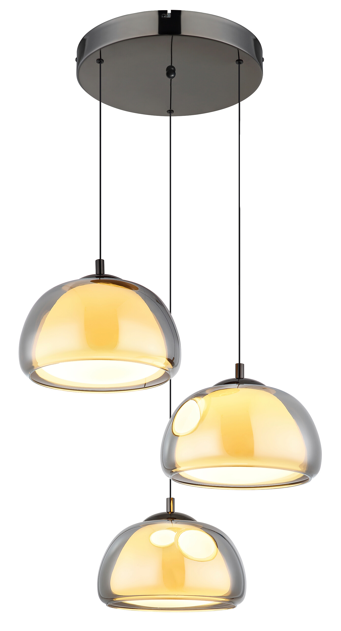 GLOBO Hängeleuchte Chrom schwarz Glas Metall B/H/L: ca. 53x25,5x57 cm