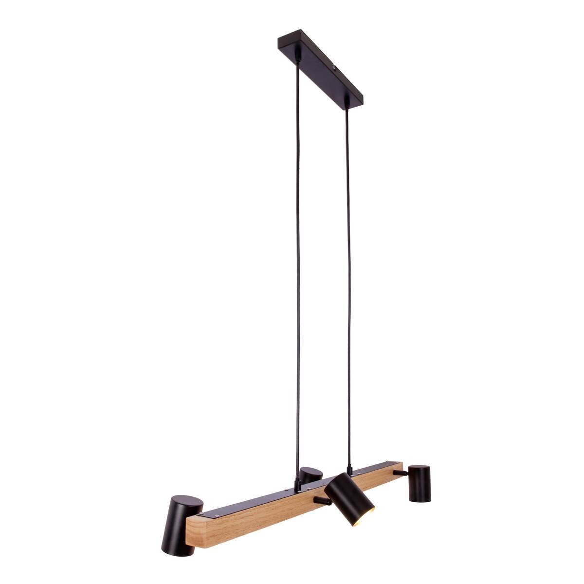 Näve Leuchten Pendelleuchte 7094522 schwarz Holz Metall B/H/T: ca. 24x120x80 cm GU10 4 Brennstellen