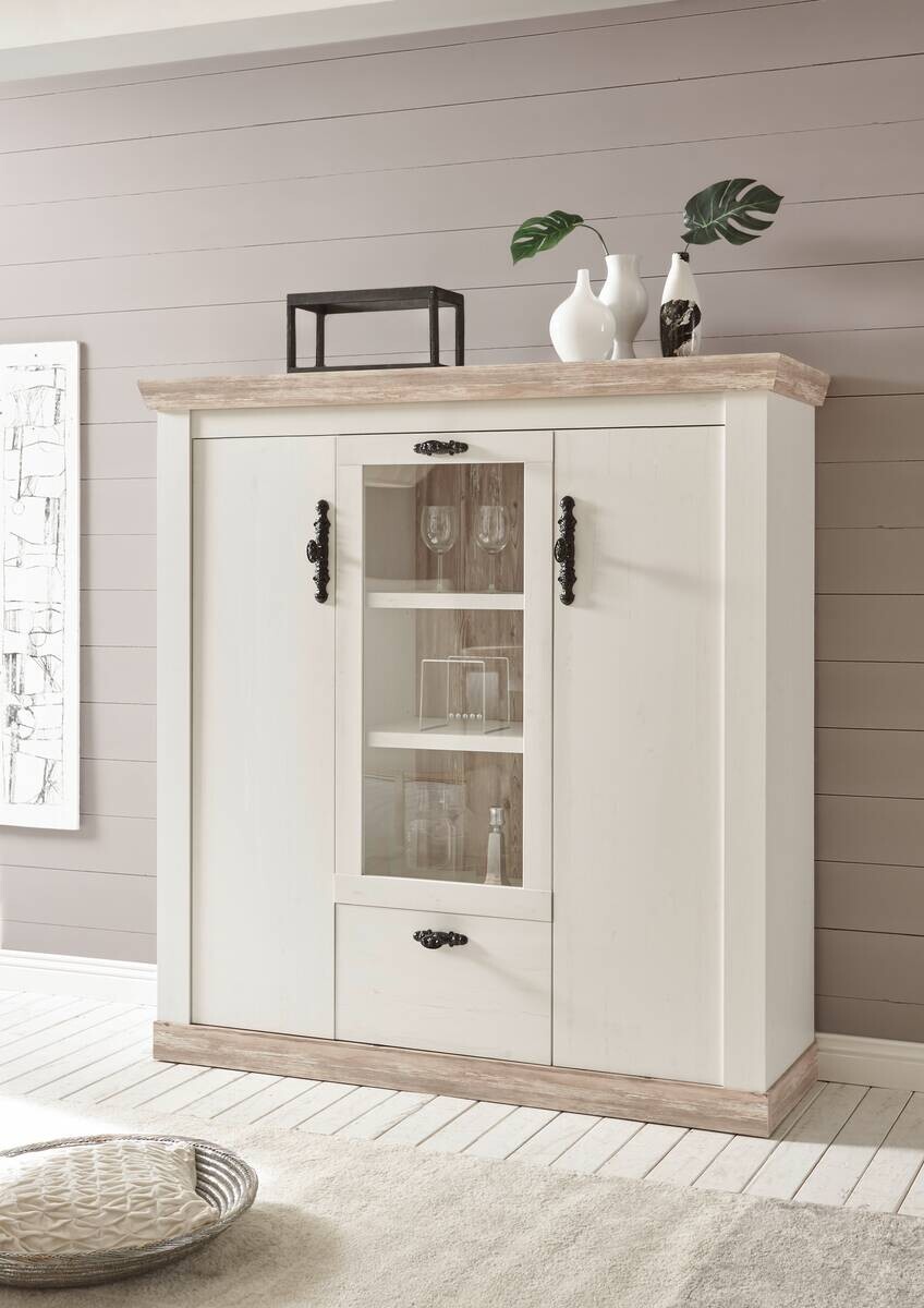 Highboard Florenz weiß Pinie B/H/T: ca. 139x146x44 cm