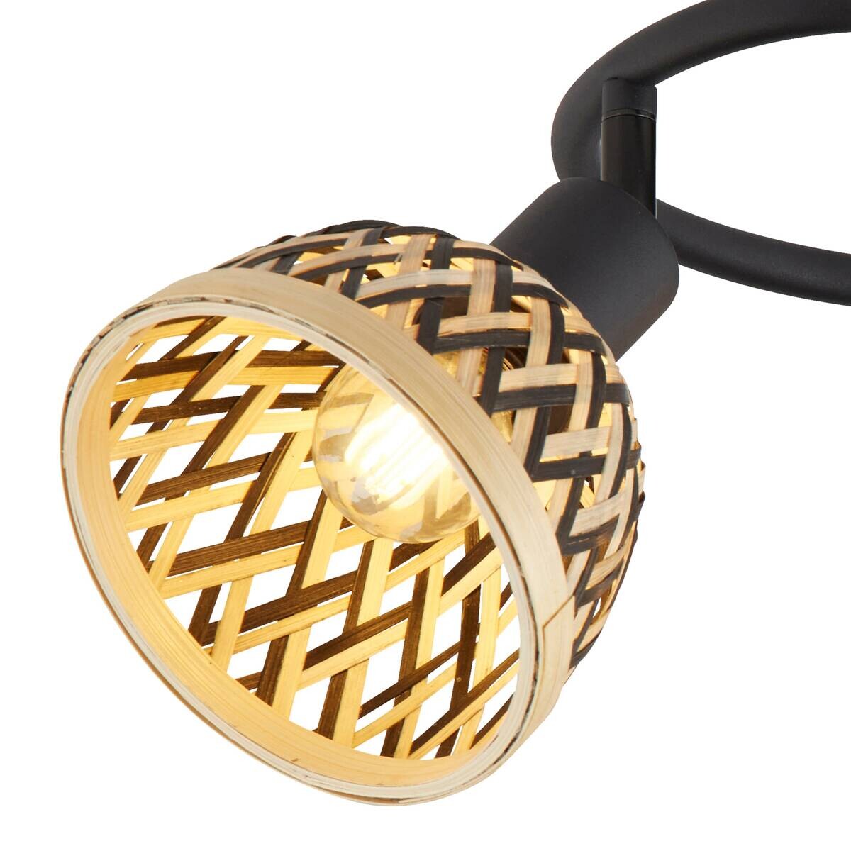 Searchlight Strahler Lance schwarz Stahl Bambus B/H/L: ca. 46x22x46 cm E14 3 Brennstellen