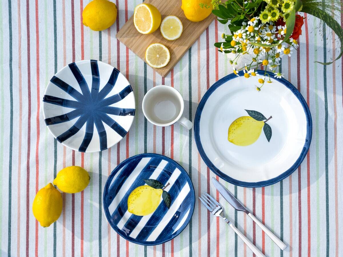 CreaTable Kombiservice Summer Stripes bunt Steingut 16 tlg.