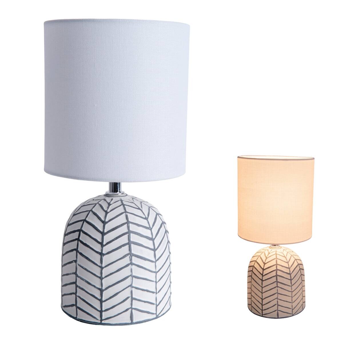 Näve Leuchten Tischleuchte FOLIO NV3189323 weiß grau Keramik Leinen H/D: ca. 27,5x14 cm E14 1 Brennstellen