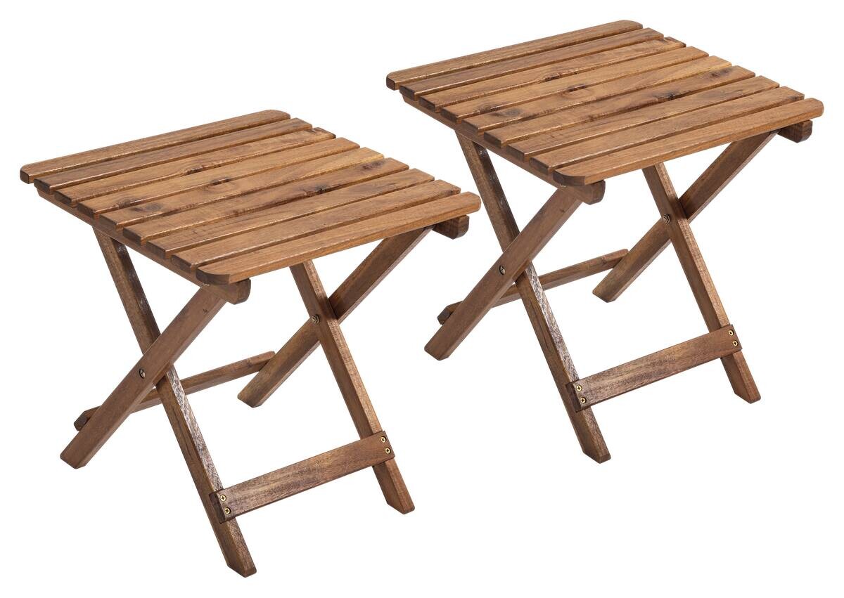 Outsunny Garten-Beistelltisch 2er-Set teak Akazie B/H/L: ca. 45x45x45 cm