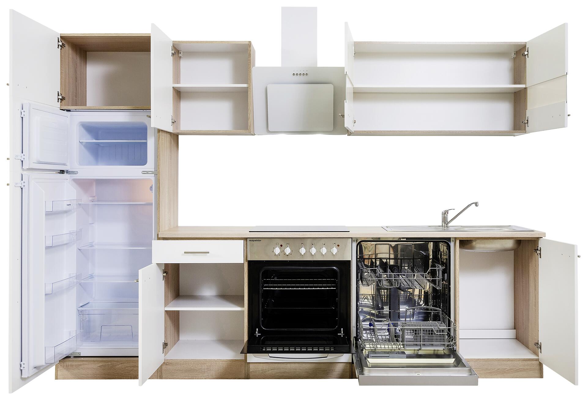 Respekta Küchenblock Economy weiß B/H/T: ca. 280x200x60 cm