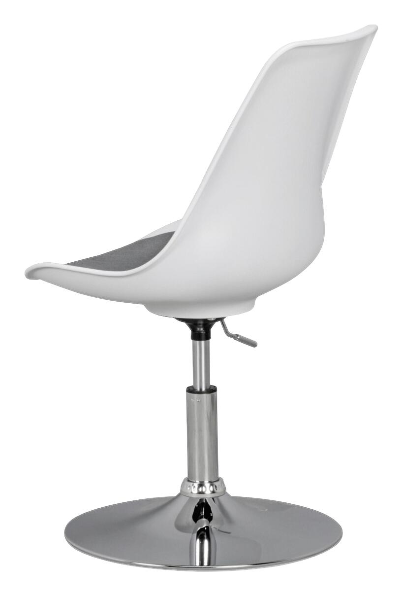 Drehstuhl weiß grau Chrom Kunststoff Stoff Metall