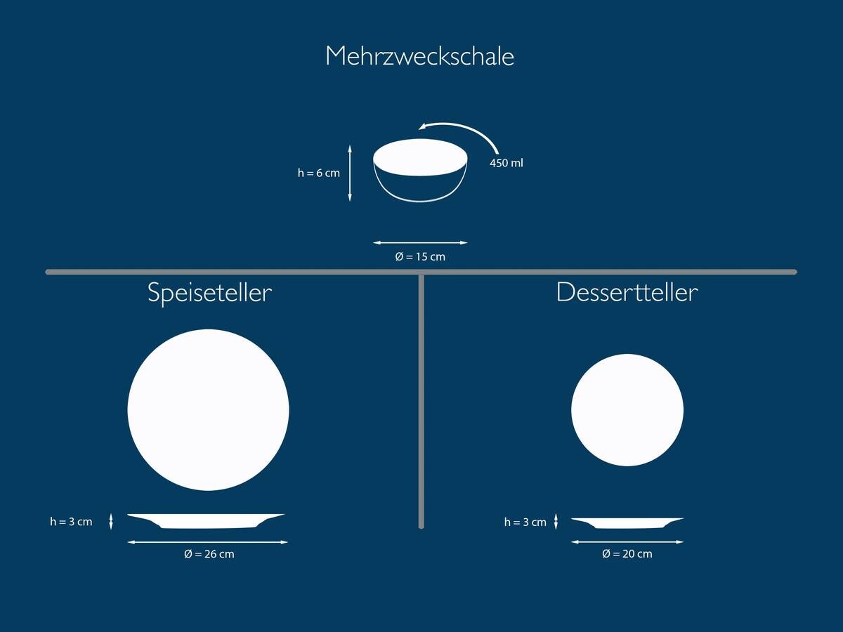 CreaTable Tafelservice Nordic weiß Steinzeug 12 tlg.