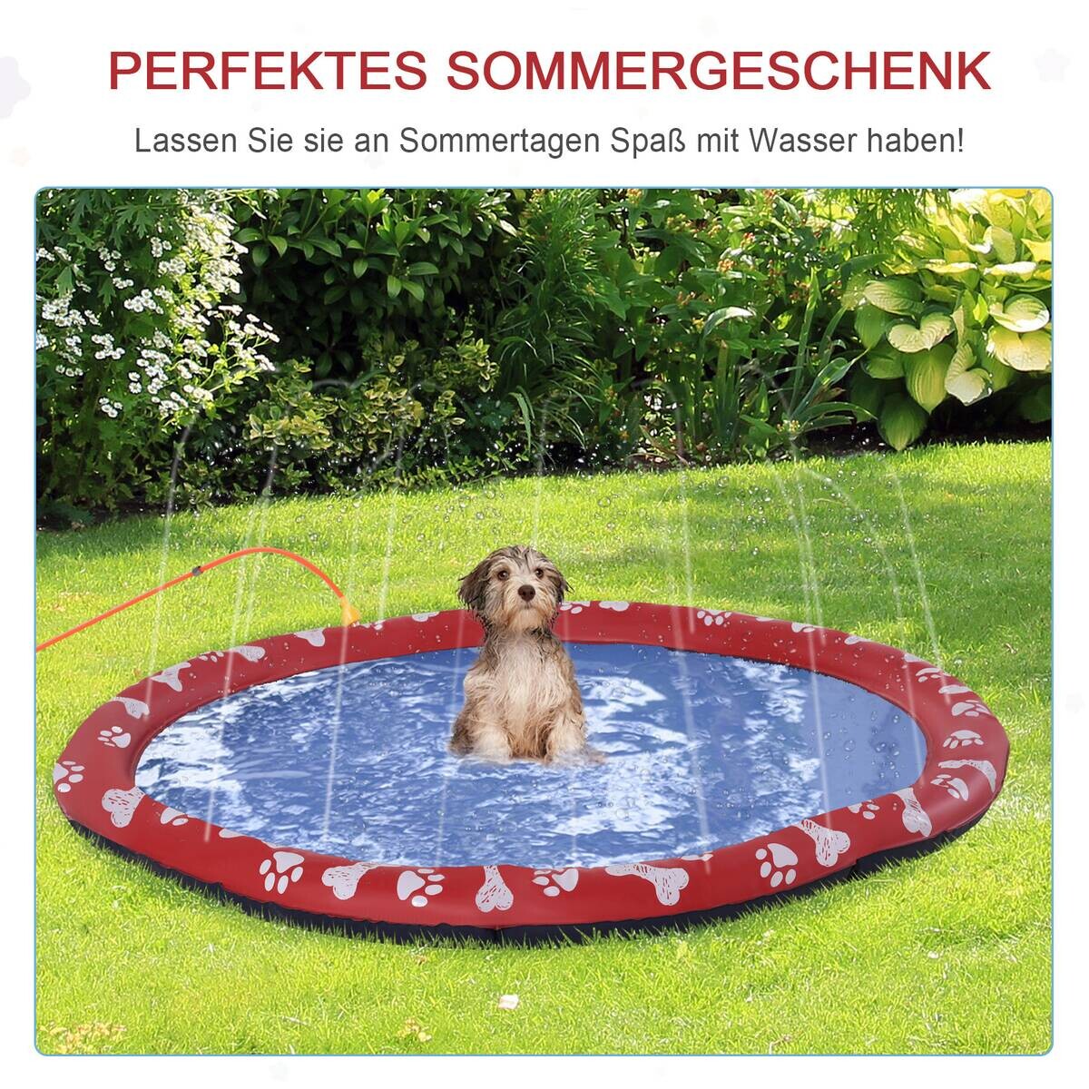PawHut Hunde-Planschbecken rot Kunststoff B/H/L: ca. 170x1x170 cm