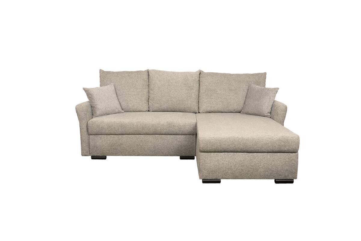 Ecksofa mit Bettfunktion und Bettkasten beige Webstoff B/H/T: ca. 218x90x168 cm