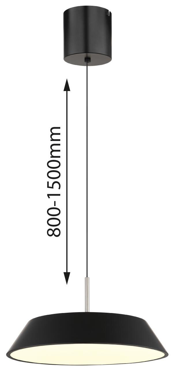 GLOBO LED-Hängeleuchte Opal mattschwarz Metall Kunststoff H/D: ca. 180x40 cm 1.0 Brennstellen