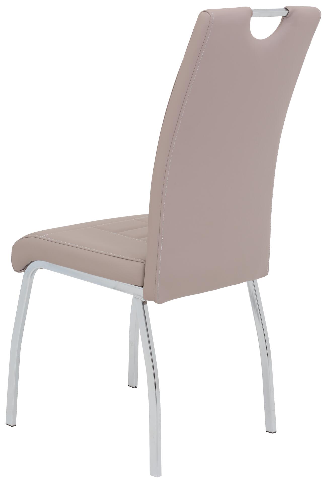 Stuhl Andrea 4er Set Cappuccino Chrom Kunstleder Metall B/H/T: ca. 43x100x64 cm