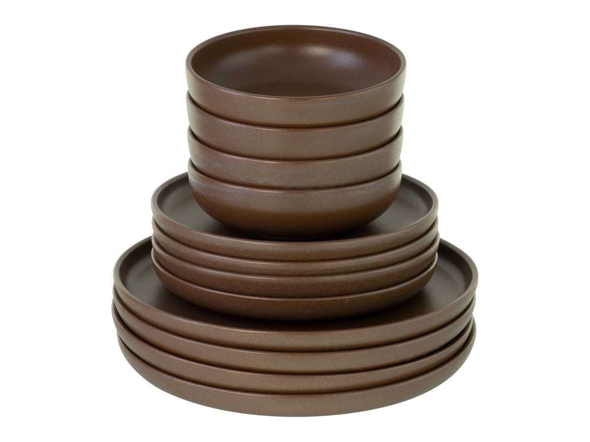 CreaTable Tafelservice Uno braun Steinzeug 12 tlg.