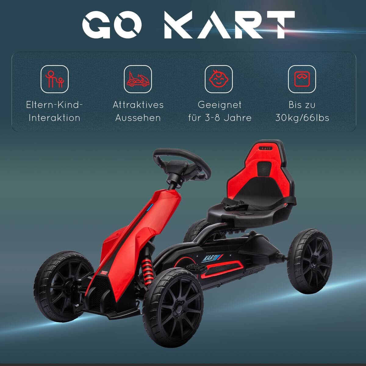 HOMCOM Go Kart rot B/H/L: ca. 58x58,5x100 cm