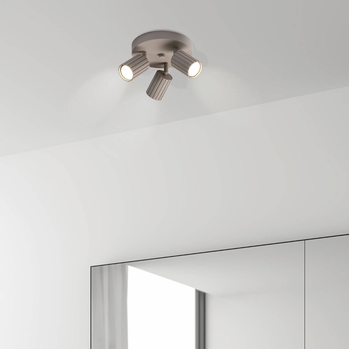 Lamkur Strahler Prisma beige Stahl B/H/L: ca. 18x19,5x18 cm 3 Brennstellen