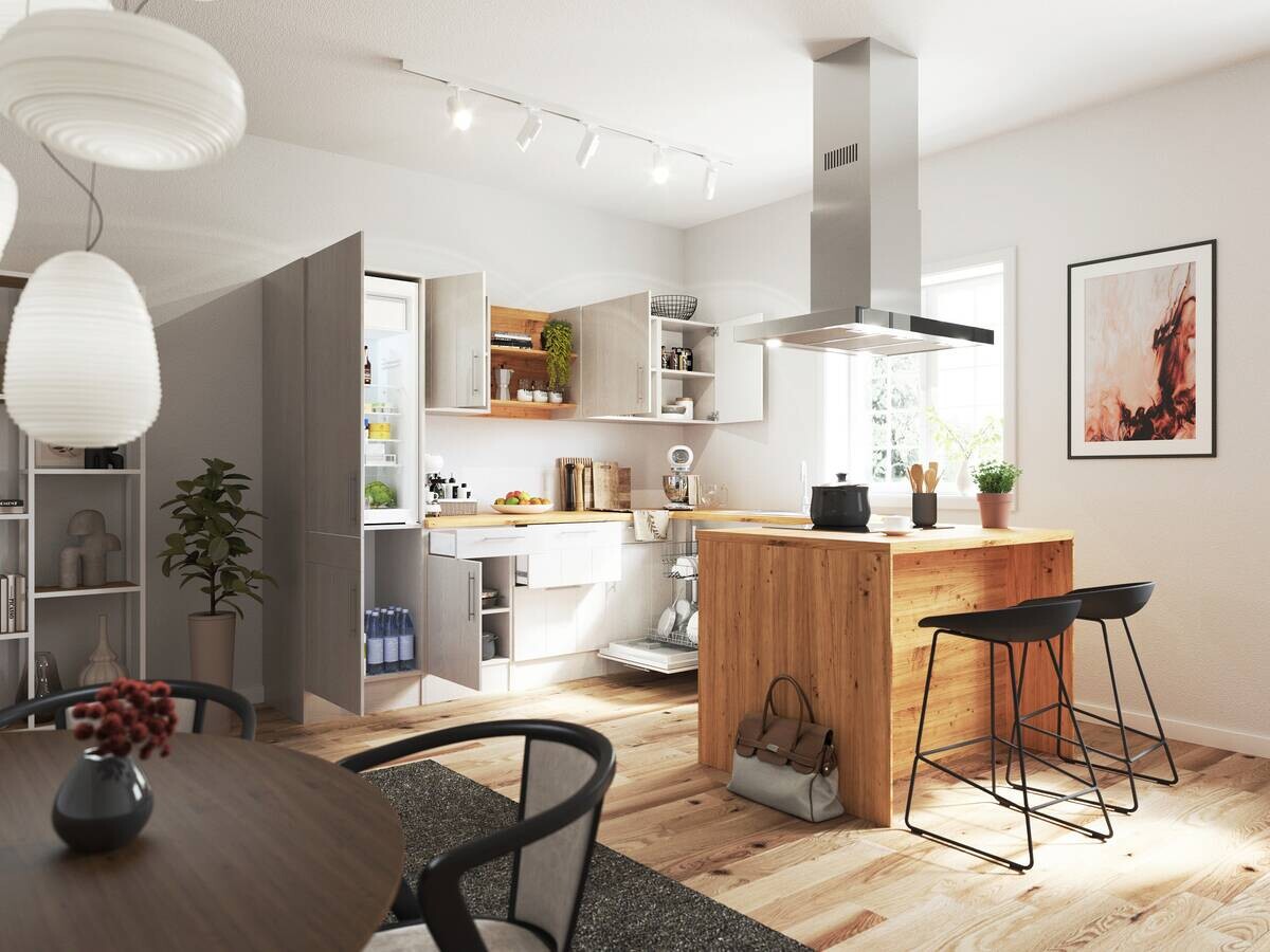 Respekta Winkelküche Anton weiß Lärche Nachbildung B/H/T: ca. 280x211x172 cm