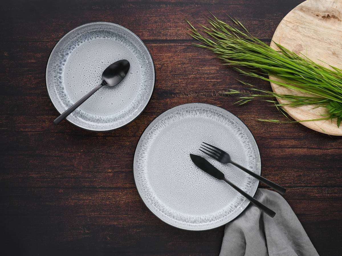 CreaTable Tafelservice Nordic Fjord grau Steinzeug 12 tlg.