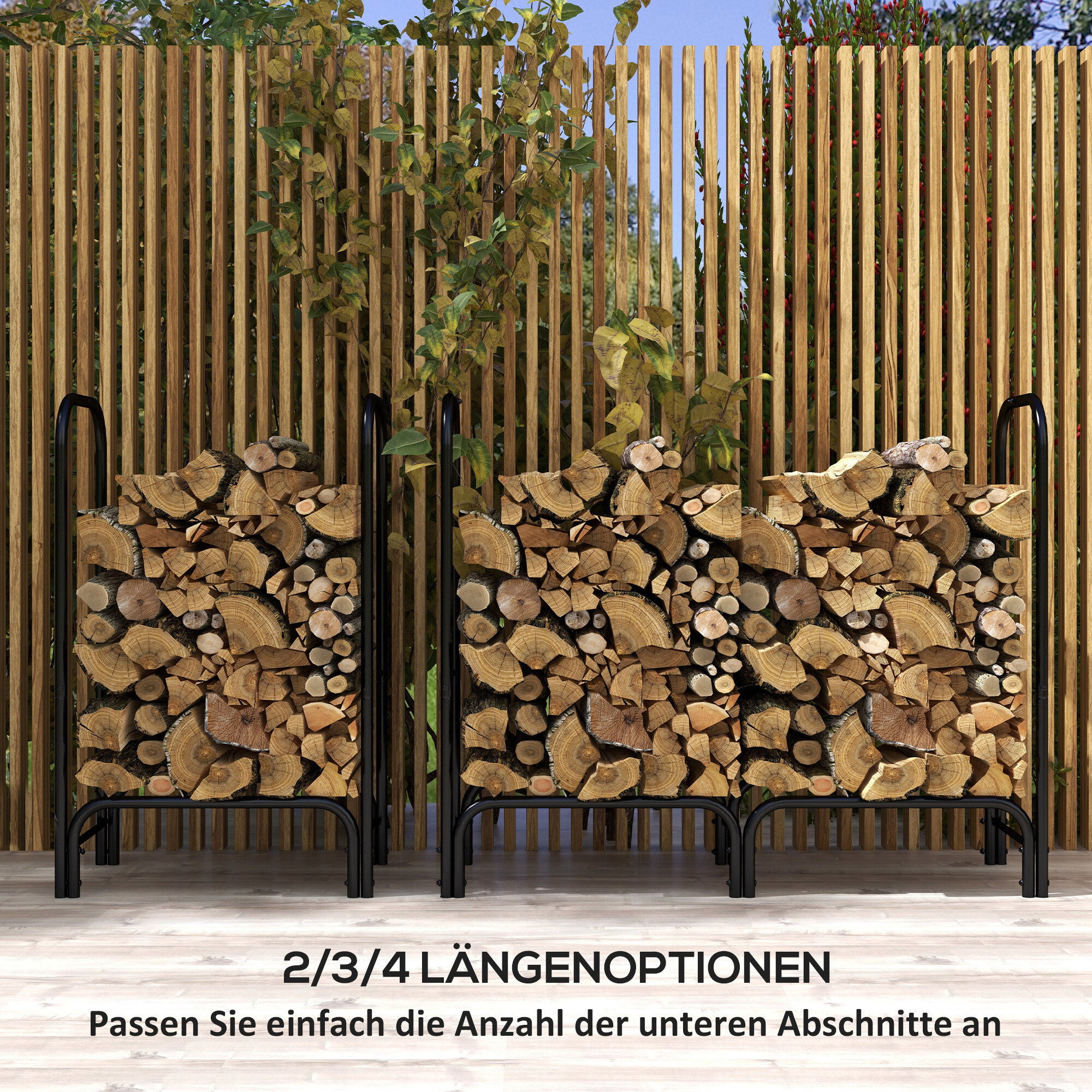 Outsunny Kaminholzregal schwarz B/H/L: ca. 36x99x120 cm