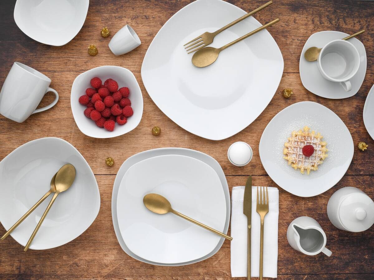 CreaTable Kombiservice Square weiß Porzellan 62 tlg.