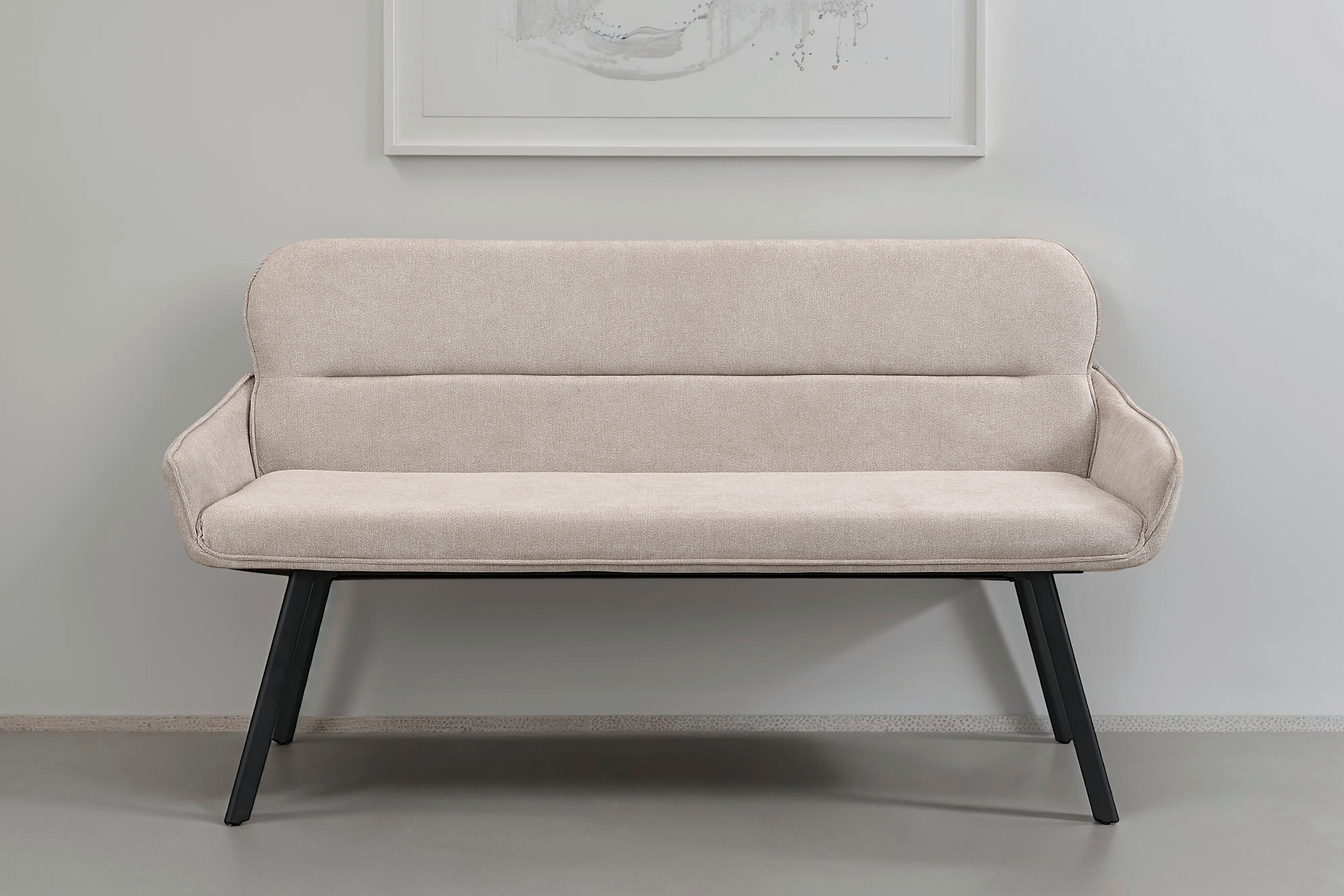 Sitzbank RICO schwarz taupe Metall Stoff B/H/T: ca. 140x90x62 cm