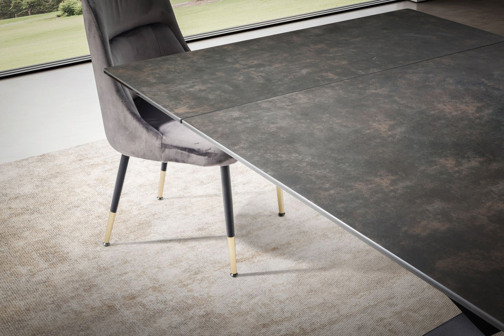 Esstisch schwarz Marmor Optik B/H/T: ca. 180x76x95 cm