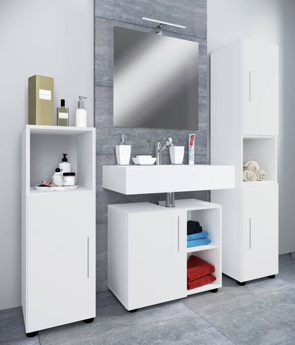 Badezimmer-Set 4tlg-Flandu weiß B/H/T: ca. 122x160x30 cm