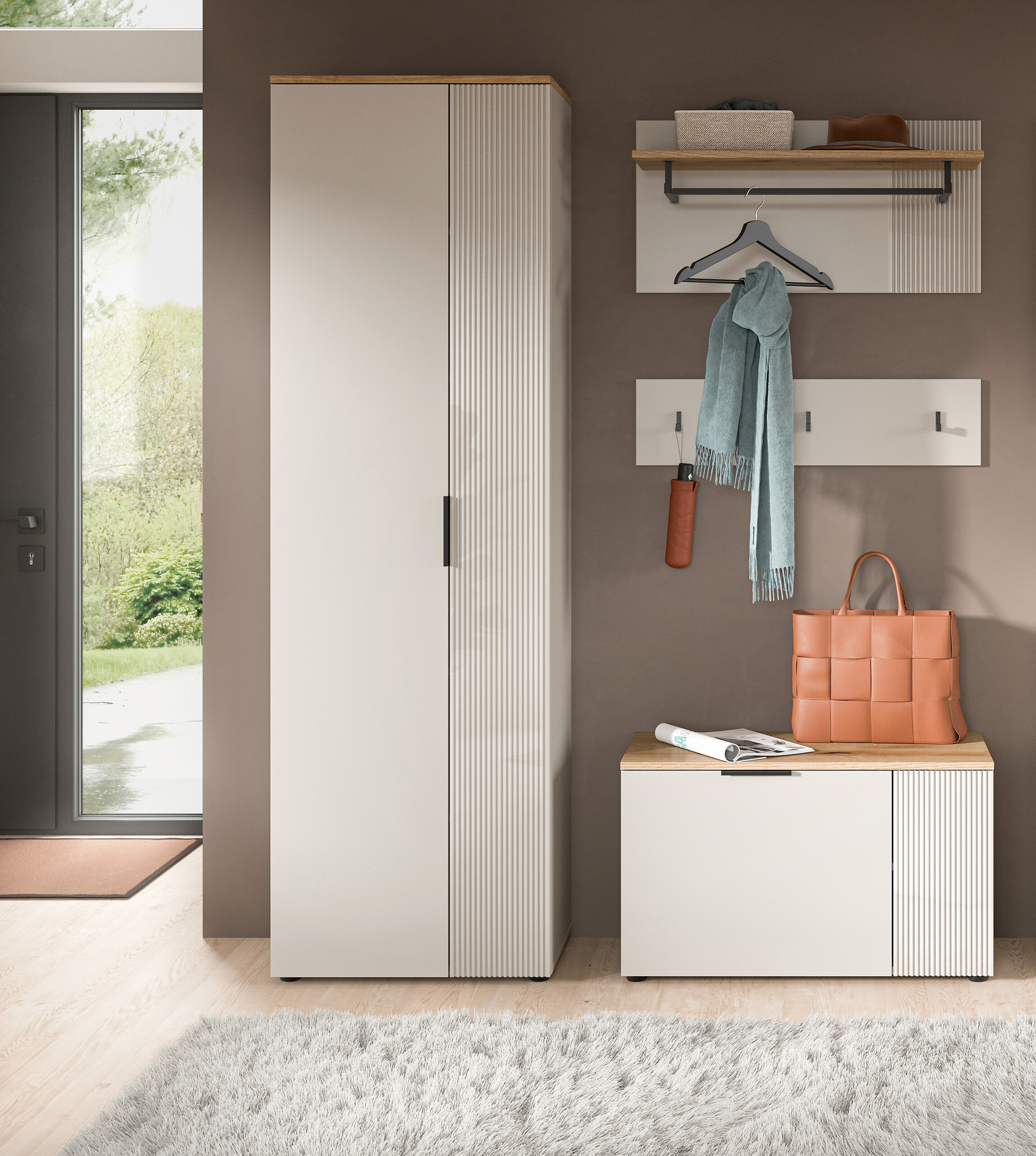 Garderobe Slide Kaschmirgrau Nachbildung Evoke Oak Nachbildung B/H/T: ca. 155x190x36 cm