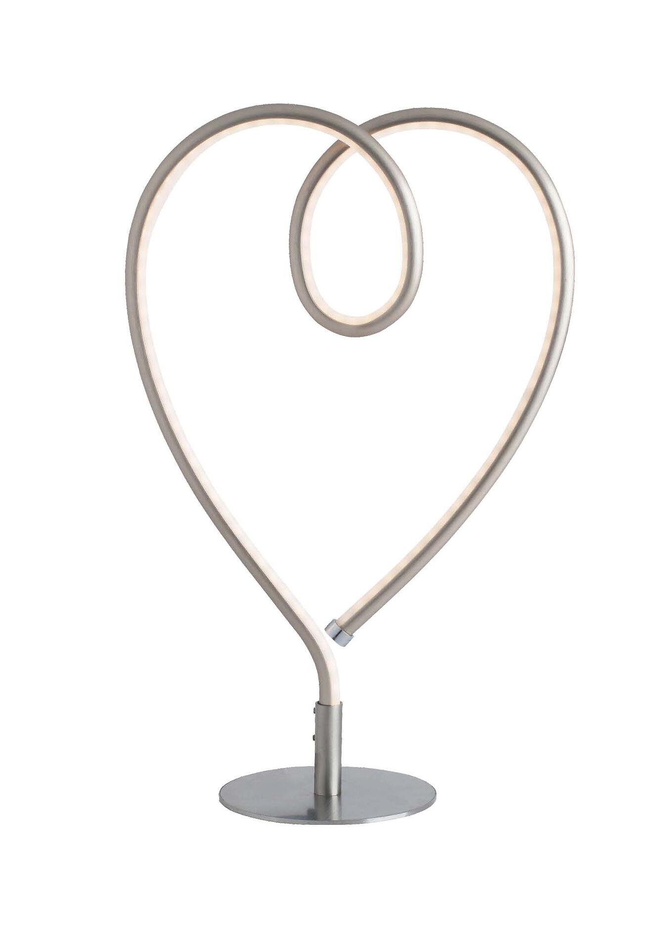 POCOline Tischleuchte Heart nickel matt weiß Metall Kunststoff B/H: ca. 24x40 cm