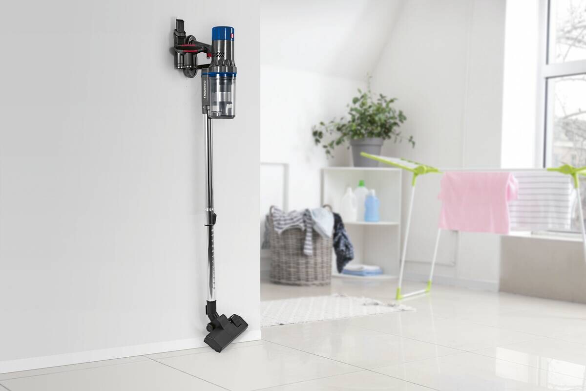 CLEANmaxx Handstaubsauger grau blau Metall Kunststoff B/H/L: ca. 110x22x26 cm