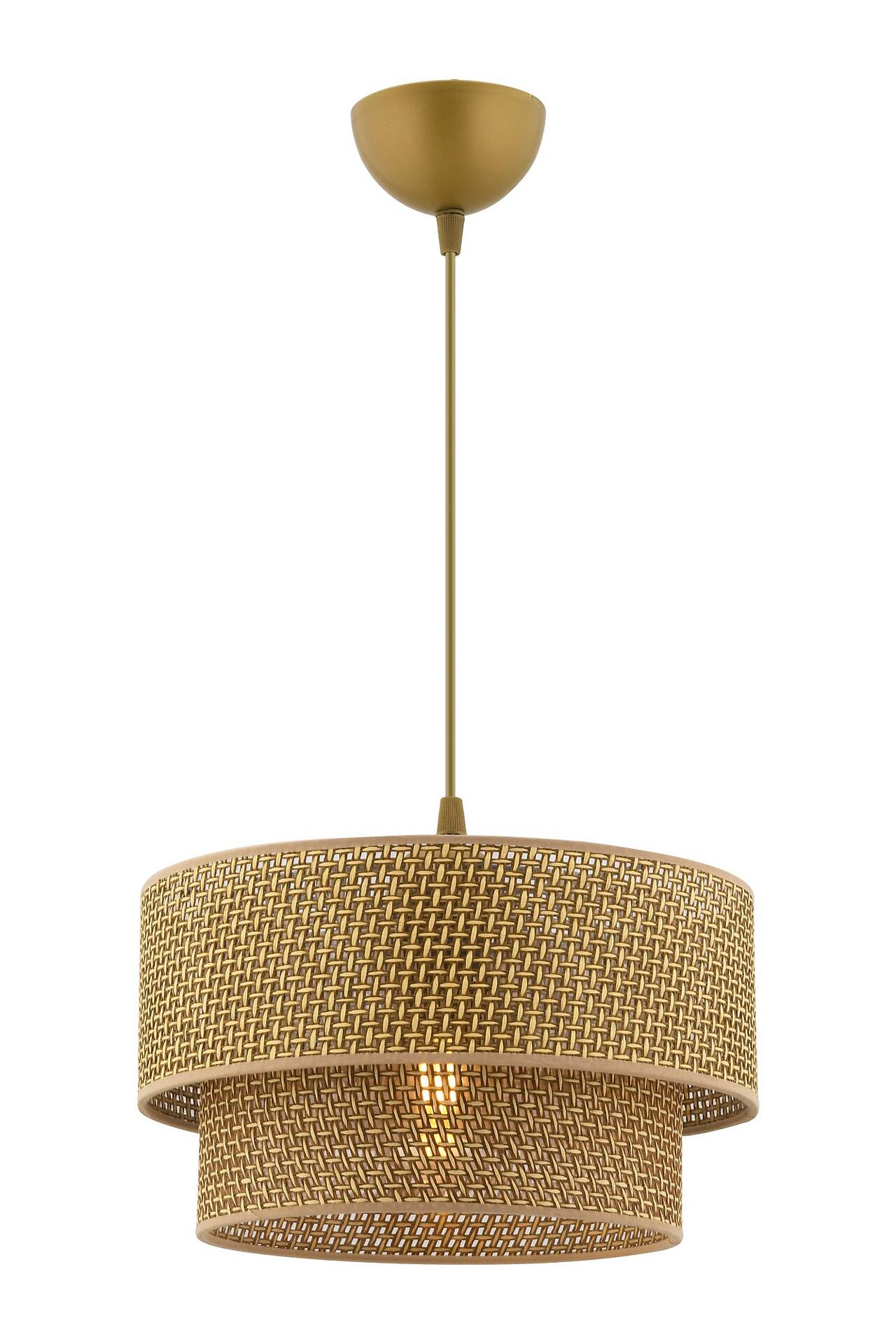 Opviq Pendelleuchte Echo beige Baumwolle B/H/T/L/D: ca. 30x65x30x30x30 cm E27 1 Brennstellen