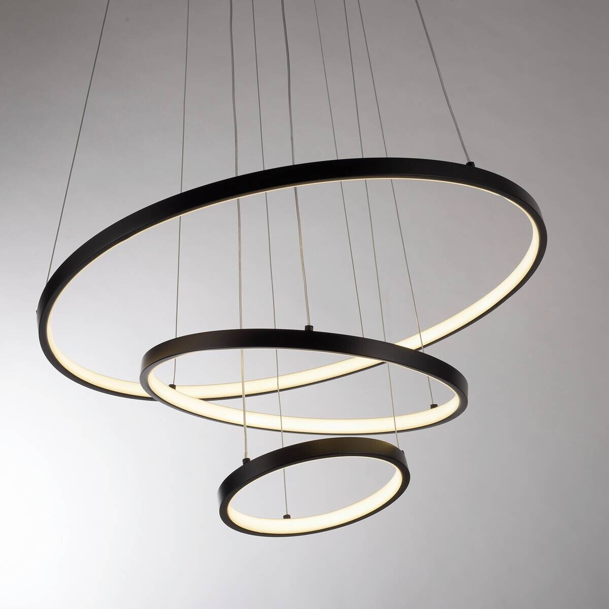 Just Light LED-Pendelleuchte Cerchi schwarz B/H/L: ca. 61x150x61 cm