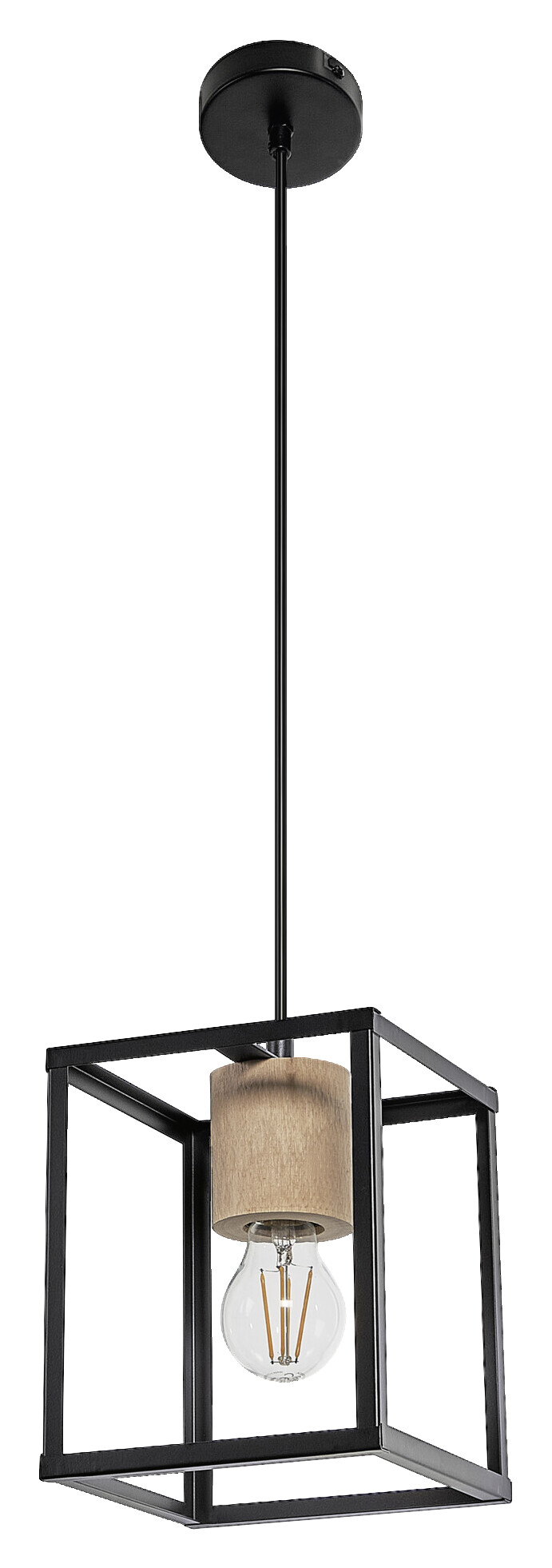 LEDVANCE Pendelleuchte Nairobi schwarz Metall Holz B/H/L: ca. 17x135x17 cm E27 1 Brennstellen