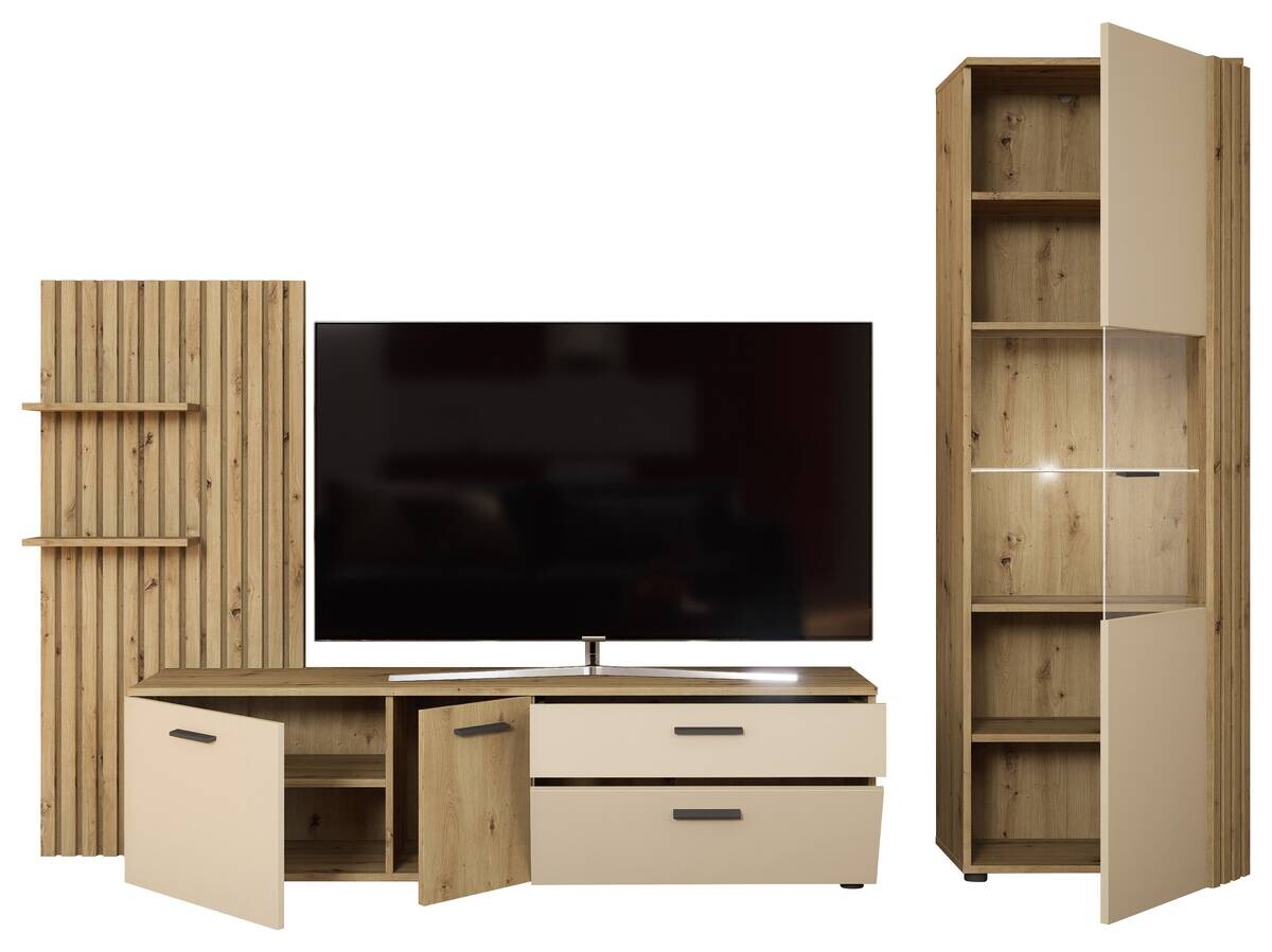 Wohnwand Gatwick Eiche Artisan Nachbildung creme B/H/T: ca. 250x180x38 cm