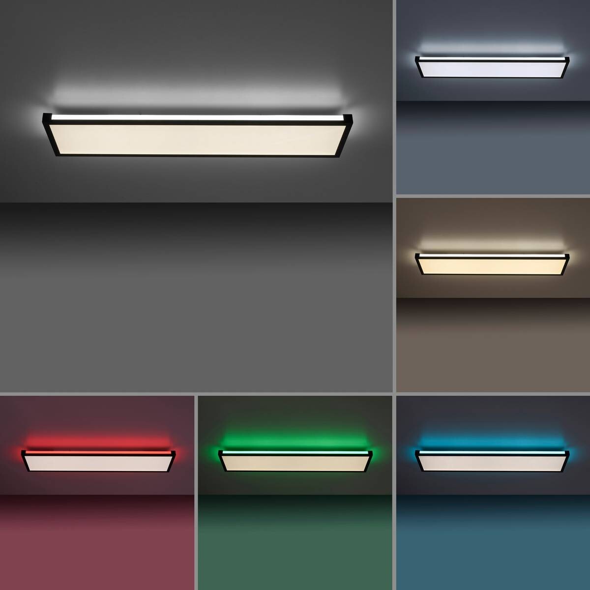 Just Light LED-Deckenleuchte MARIO 11622-18 schwarz weiß Kunststoff Metall B/H/T: ca. 25x7,1x100 cm 2 Brennstellen