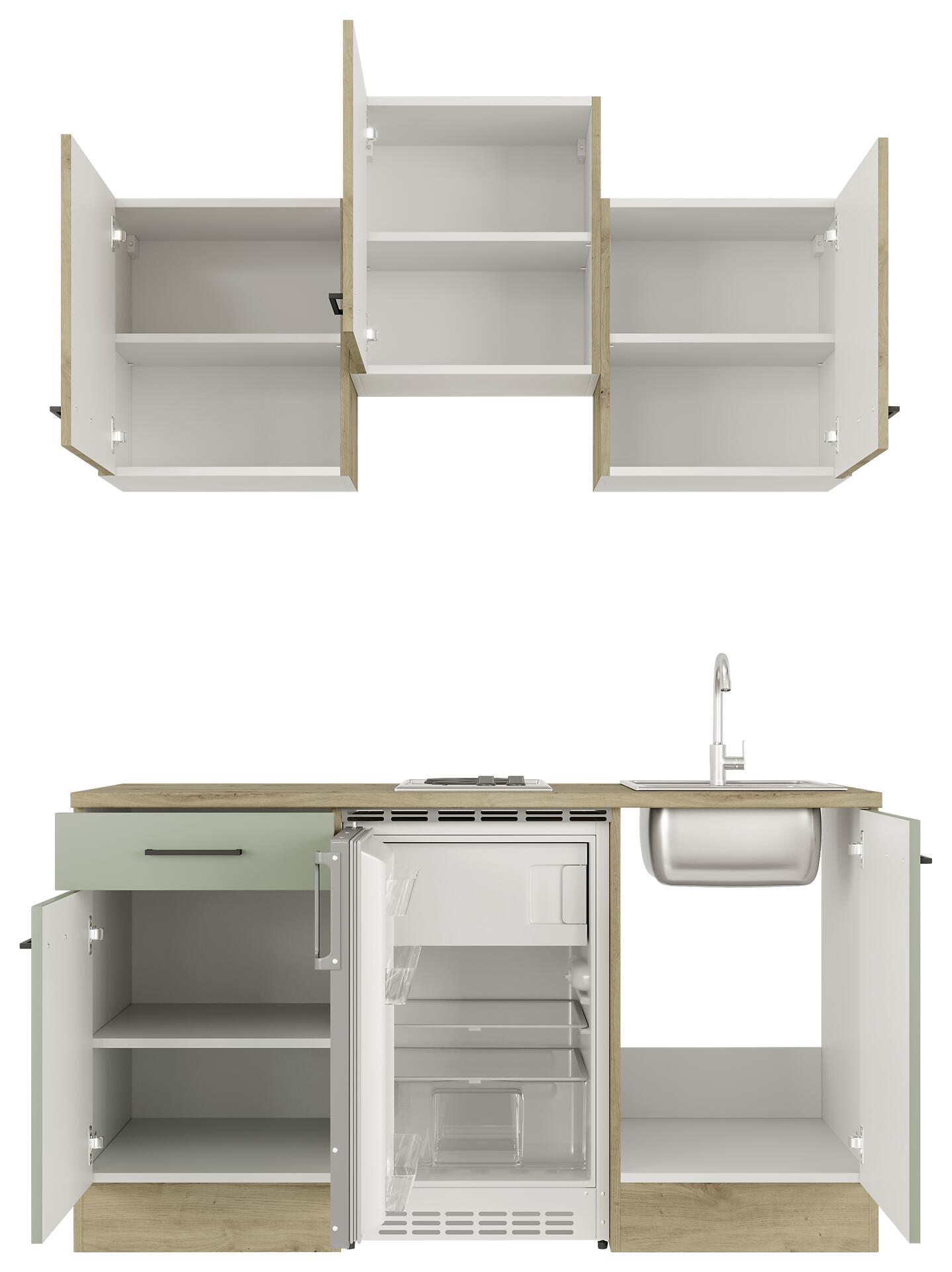 Küchenblock Cara grün matt B/H/T: ca. 151x226x60 cm