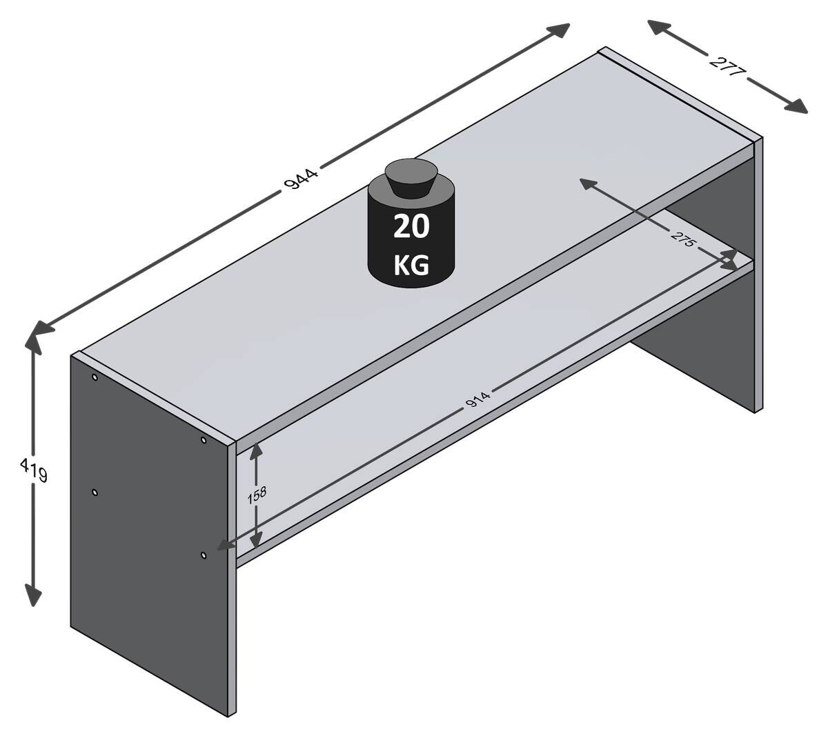 TV-Bank weiß B/H/T: ca. 94x42x28 cm