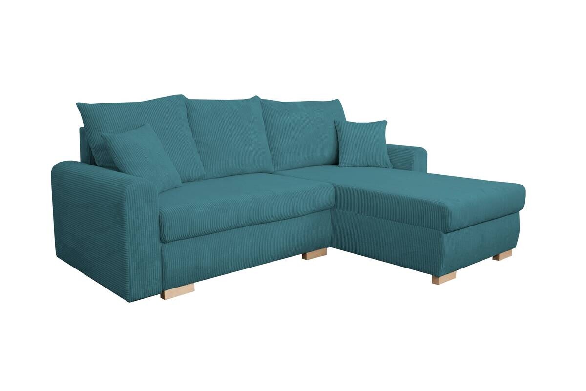 Ecksofa mit Bettfunktion und Bettkasten türkis Microfaser B/H/T: ca. 224,5x90x168 cm