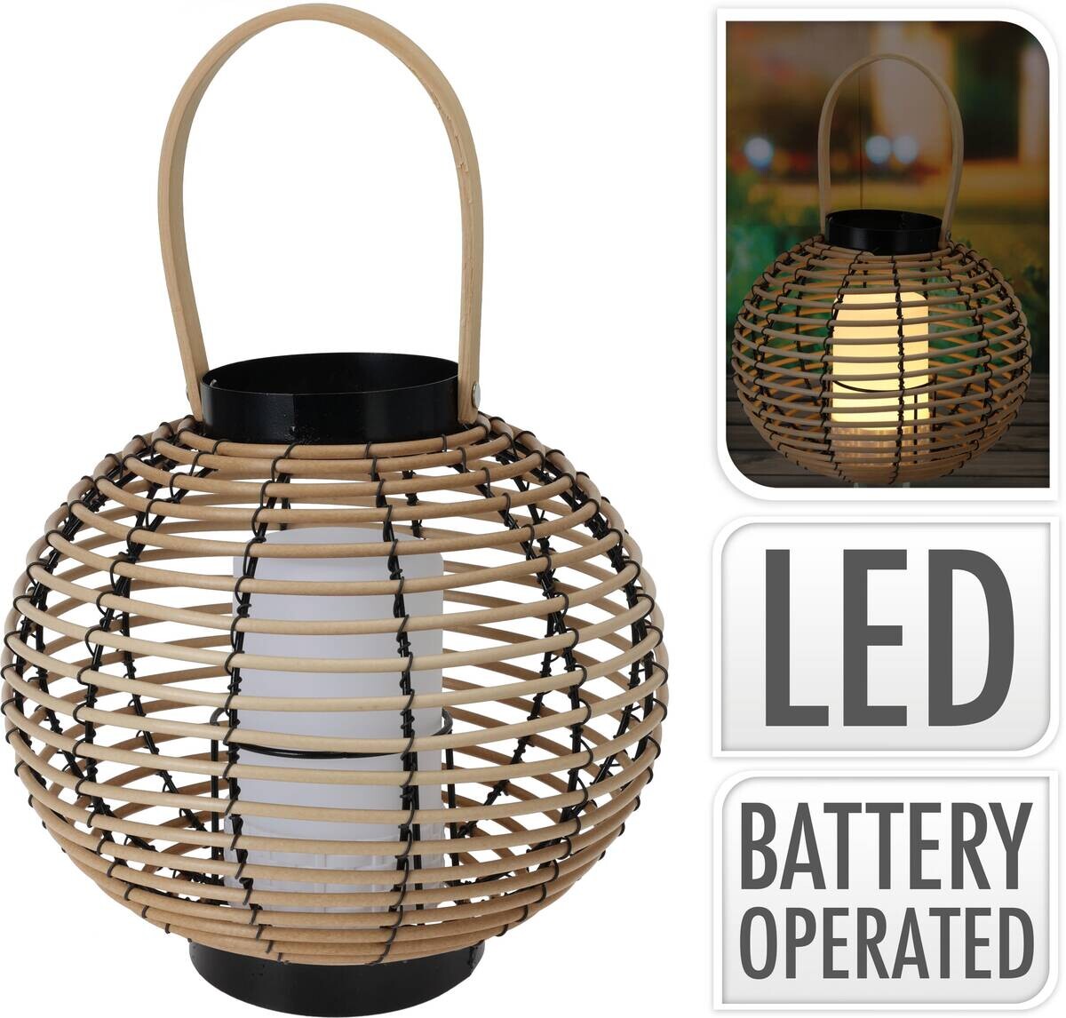 LED-Laterne Polypropylen B/H/L: ca. 27x25x20 cm