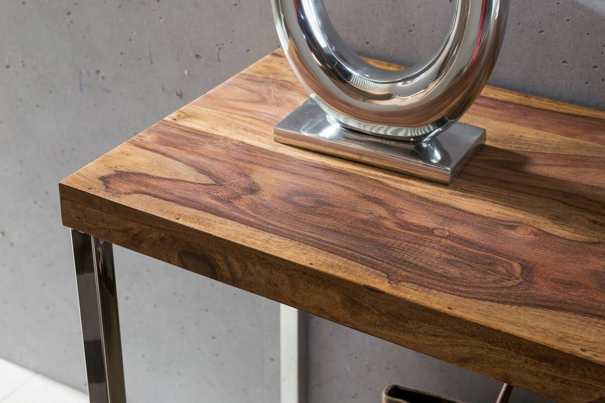 Konsolentisch natur Chrom Echtholz Metall B/H/T: ca. 120x76x45 cm