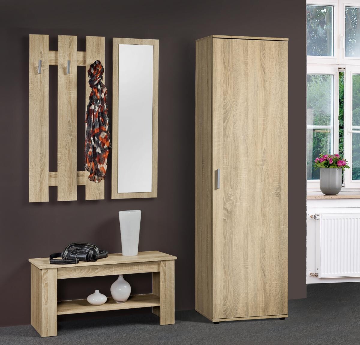 Garderobenset Lupo Eiche Sonoma Nachbildung B/H/T: ca. 90x154x33 cm Garderobenset Lupo Eiche Sonoma Nachbildung B/H/T: ca. 90x154x33 cm