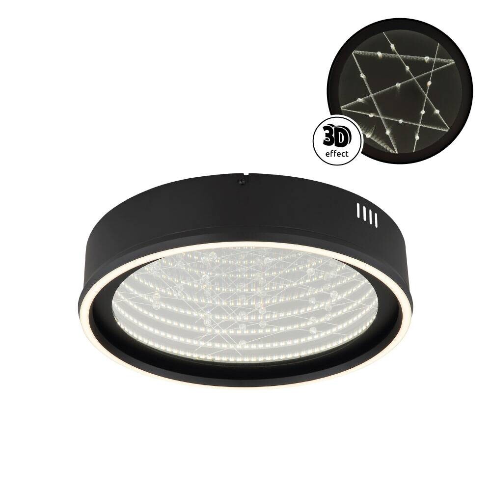 GLOBO Deckenleuchte Opal schwarz klar Kunststoff Aluminium Glas H/D: ca. 8,5x40 cm 1 Brennstellen