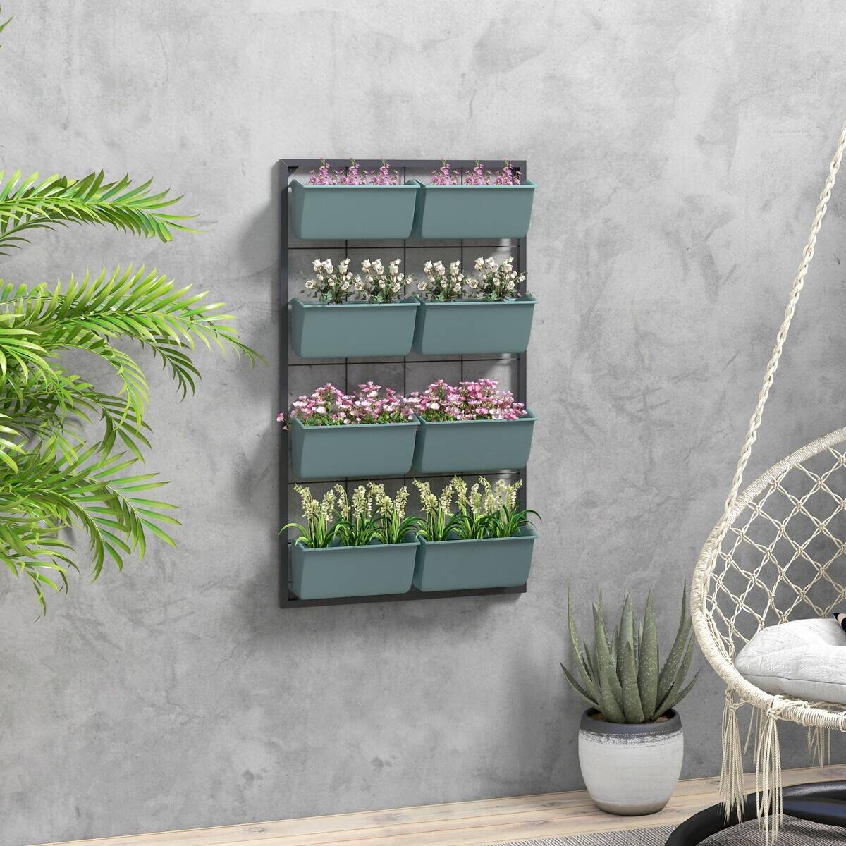 Outsunny Pflanzenständer schwarz Polypropylen B/H/L: ca. 14x52,5x90 cm