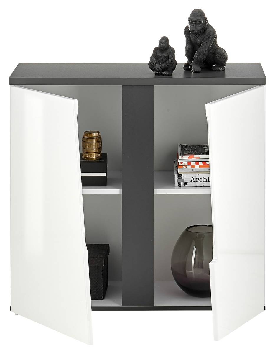 Kommode Boston weiß Hochglanz anthrazit B/H/T: ca. 88x83x38 cm