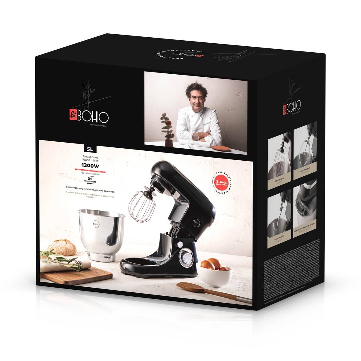 BERGNER Küchenmaschine BG-50043-BK schwarz Kunststoff Edelstahl B/H/L: ca. 23x32x39 cm ca. 5 l